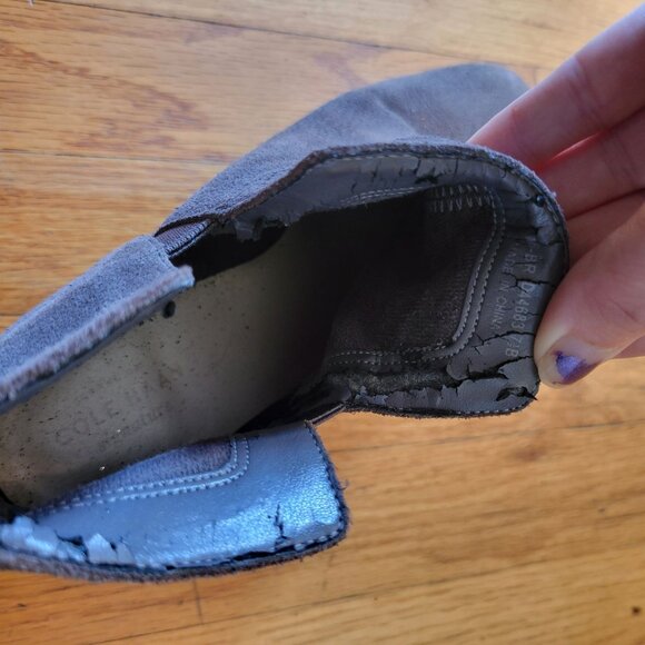 Cole Haan 7.5 B Gray Leather Slip On Heeled Booties Shoes USA Western Yellowston - Picture 3 of 7